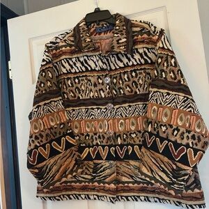 Jane Ashley WomanTapestry Patterned Jacket size 3X Cotton 60% Poly 40%
